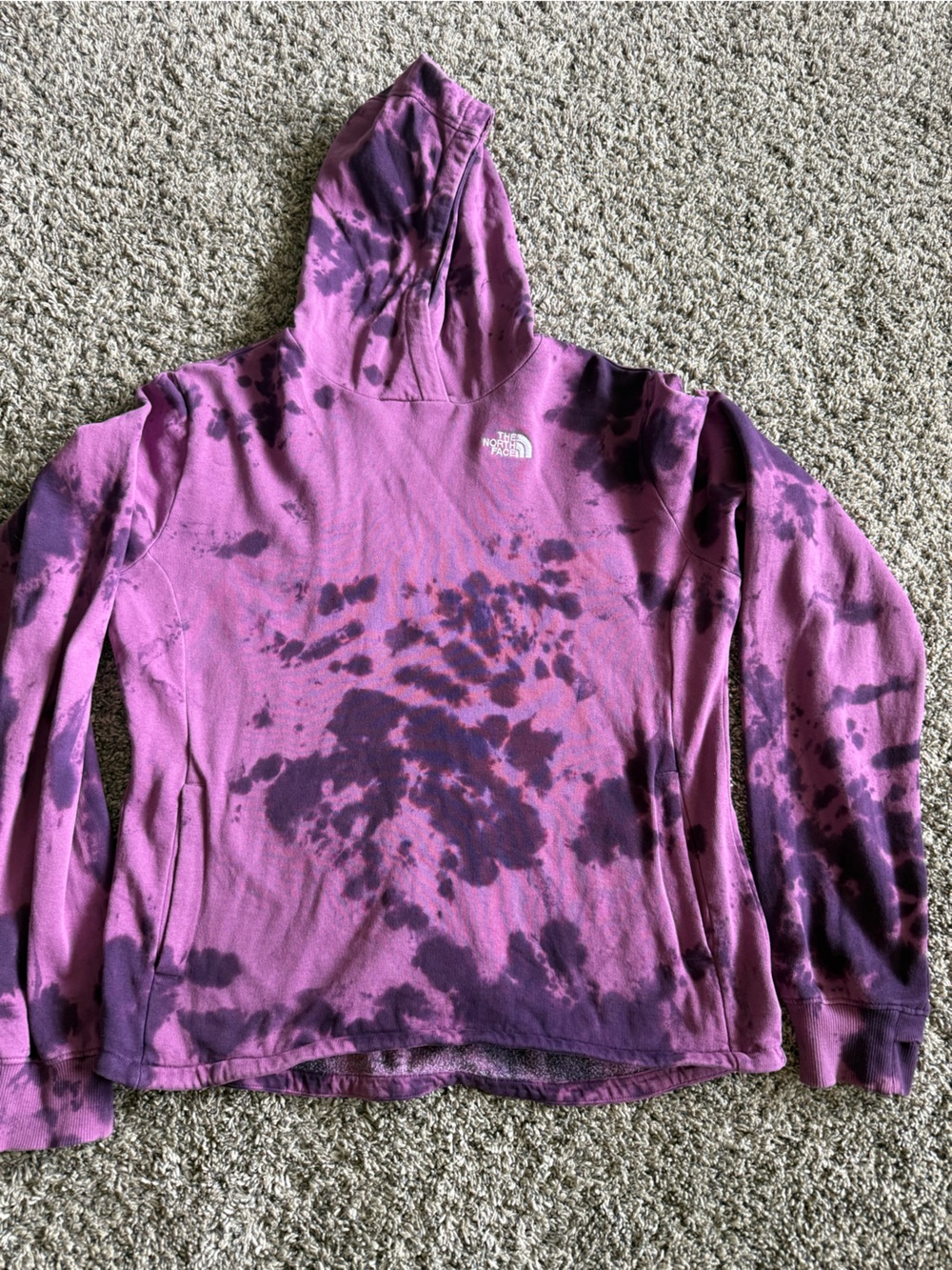 The North Face Purple Tie-Dye Hoodie Sweatshirt-youth XL
